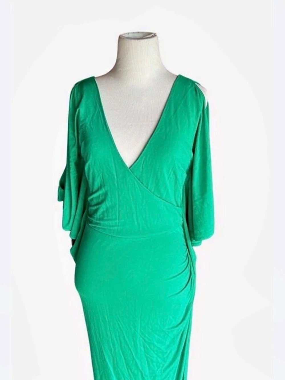 bebe Ruched Midi Dress in Green Size XS Like New